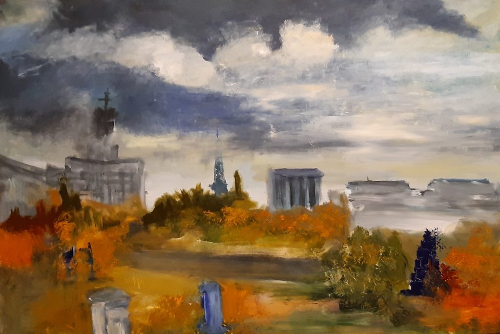 Herbst auf dem Theo, 2020, Acryl auf Leinwand, 80 x 120 cm