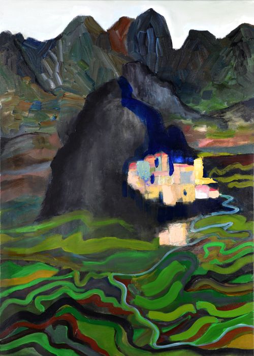 Fontainhas, 2018, Acryl auf Leinwand, 100 x 70 cm