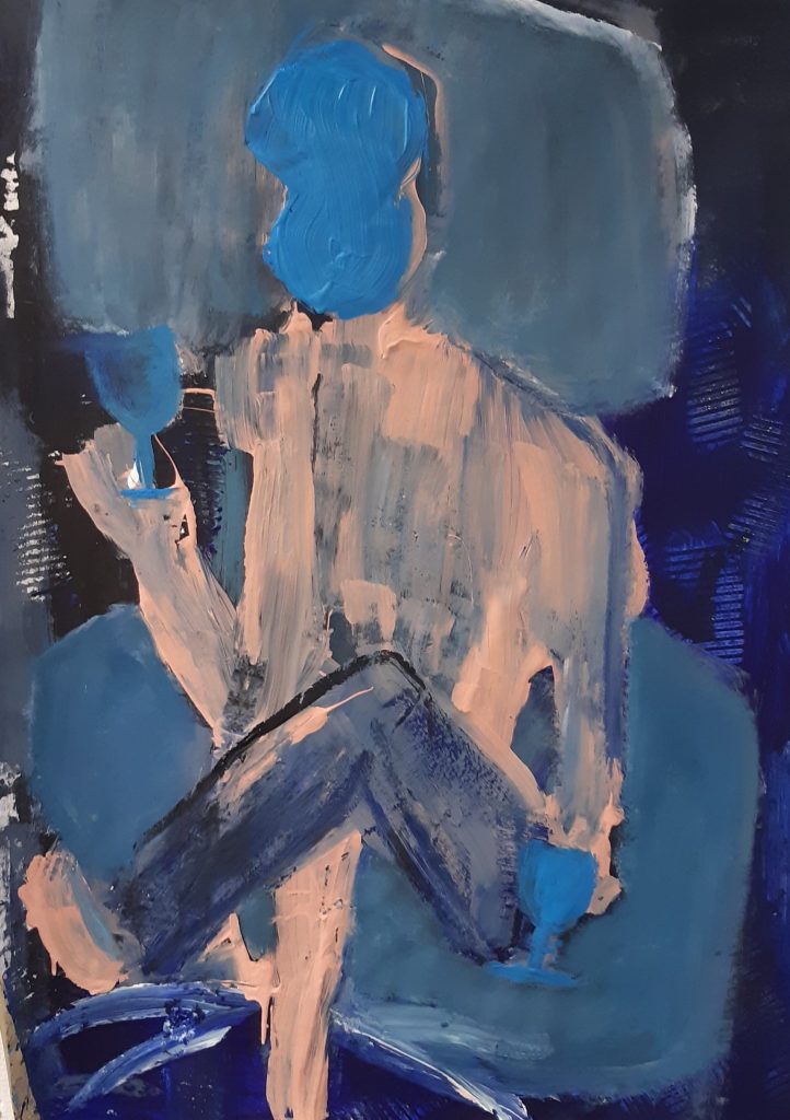Total blau, 2020, Acryl auf Leinwand, 155 x 105 cm