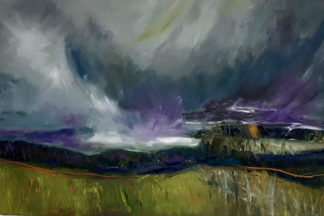 Gewitter im Gebirge, 2023, Öl auf Leinwand, 100 x 140 cm